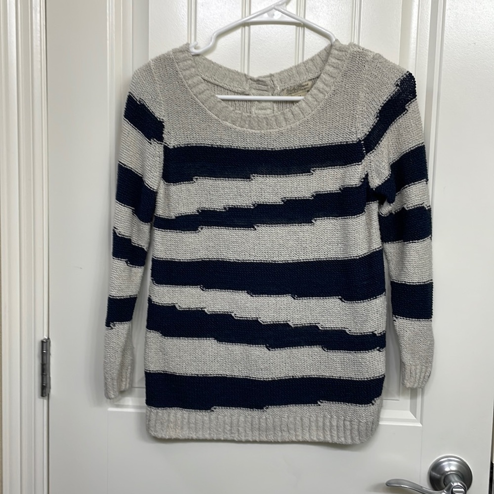 Lucky Brand classic Navy/white stripe sweater medium